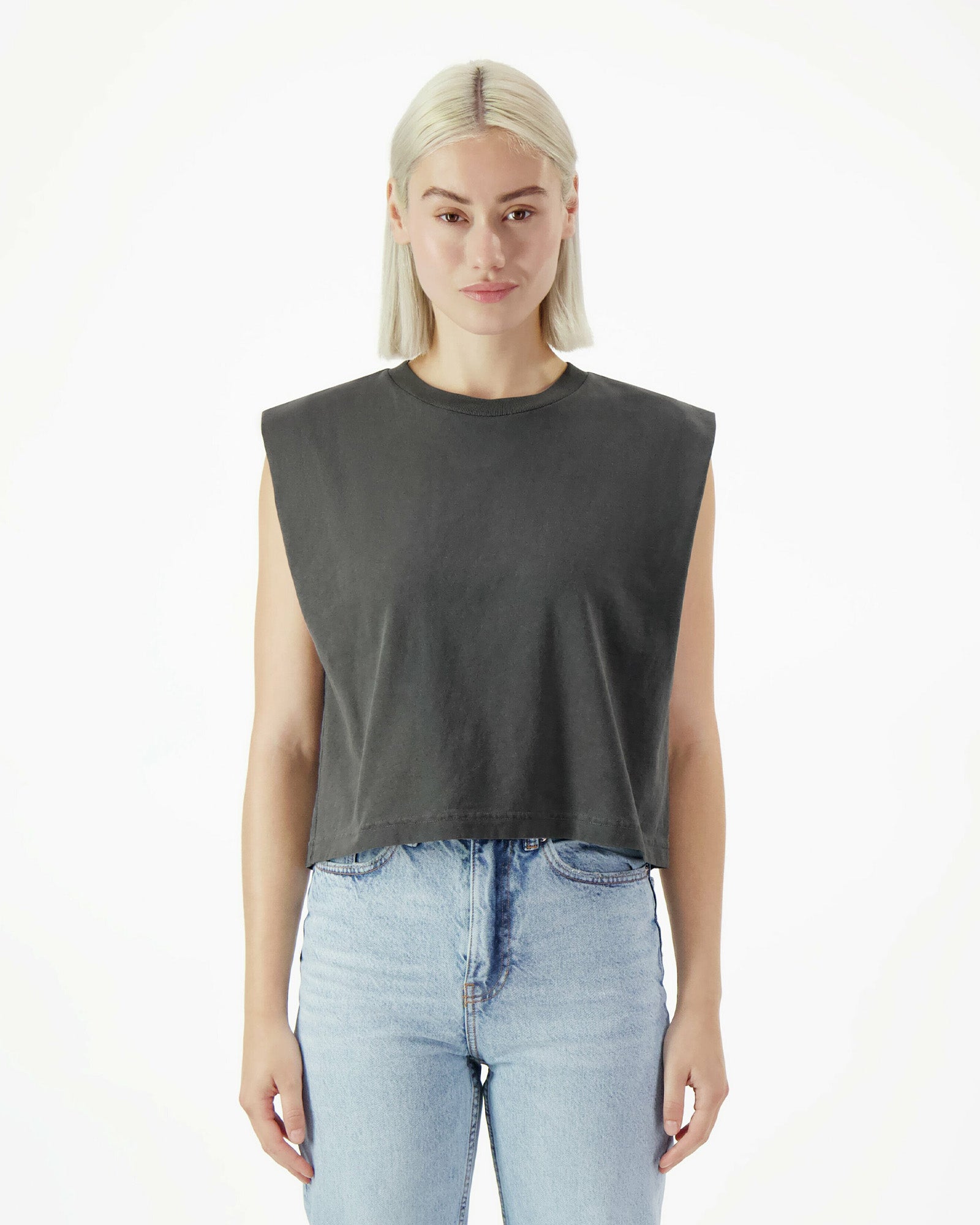 Garment Dyed Women's Muscle T-shirt - Faded Black