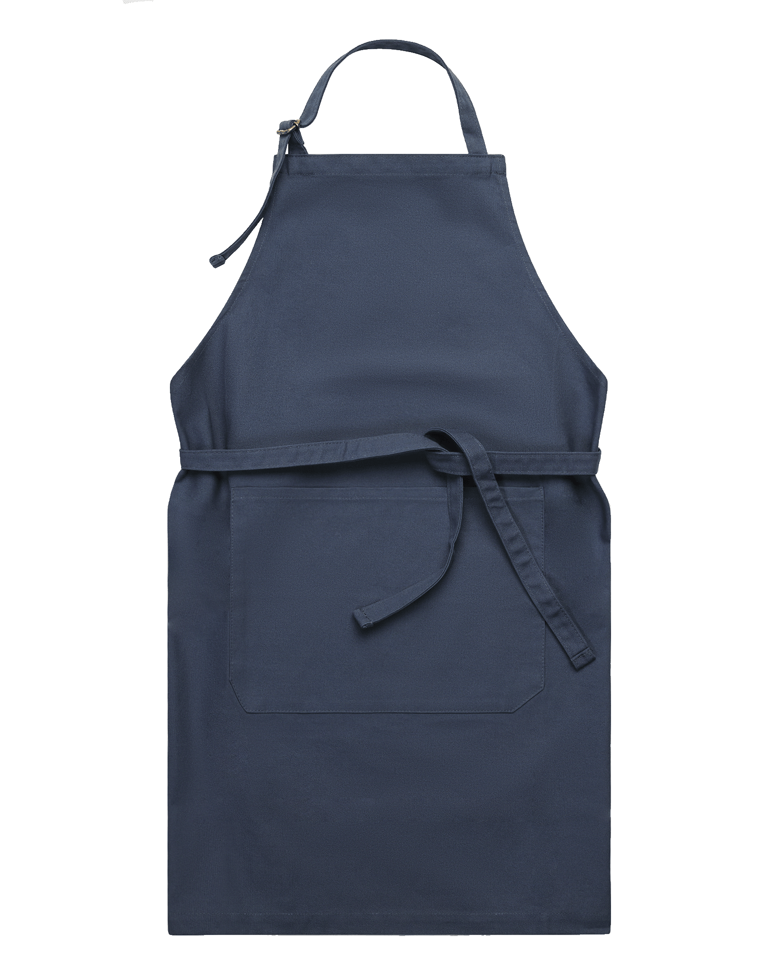Navy blue apron with a pocket on a white background-denim