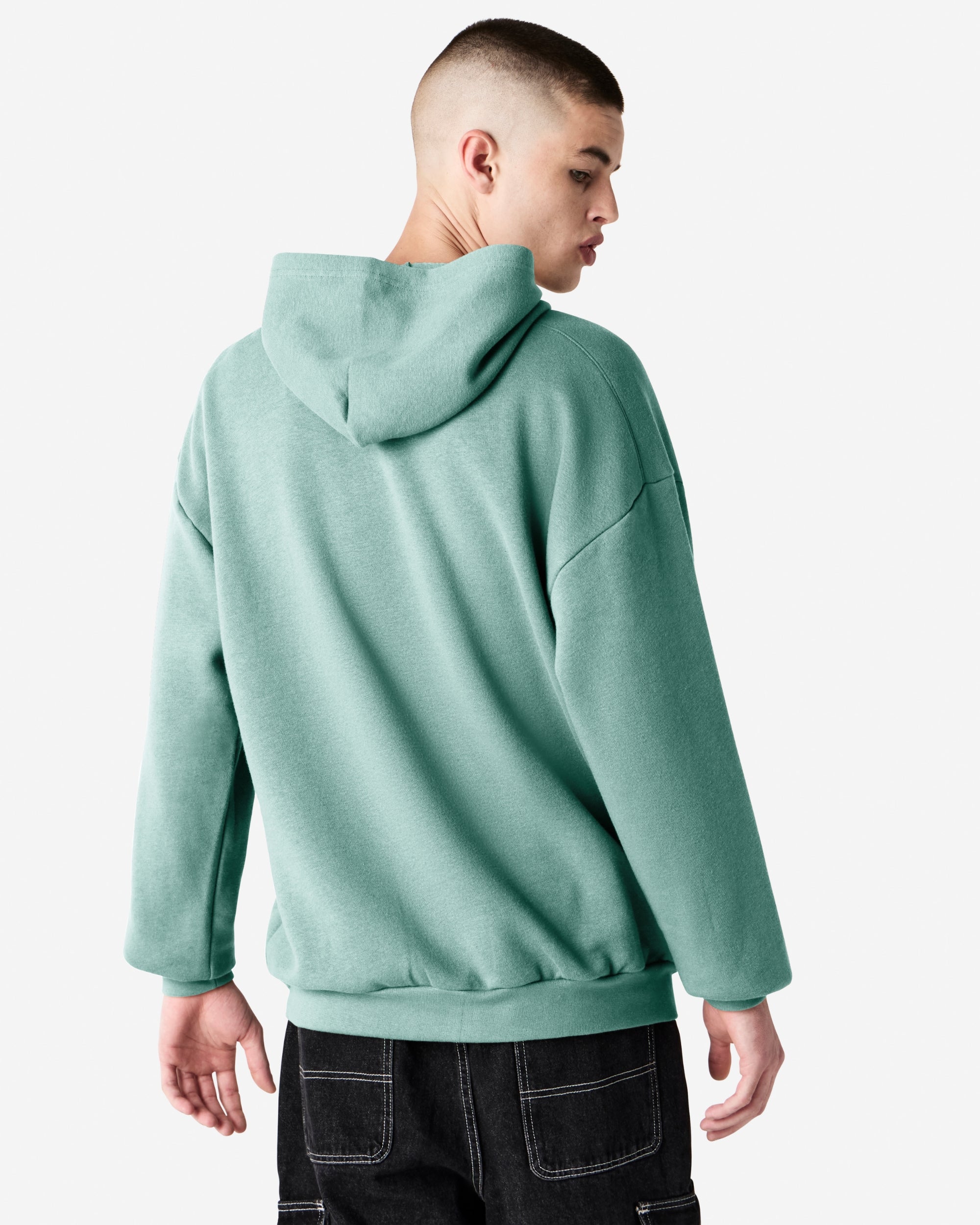 Male model wearing a Reflex Unisex Hooded Sweatshirt (front pose) -arctic