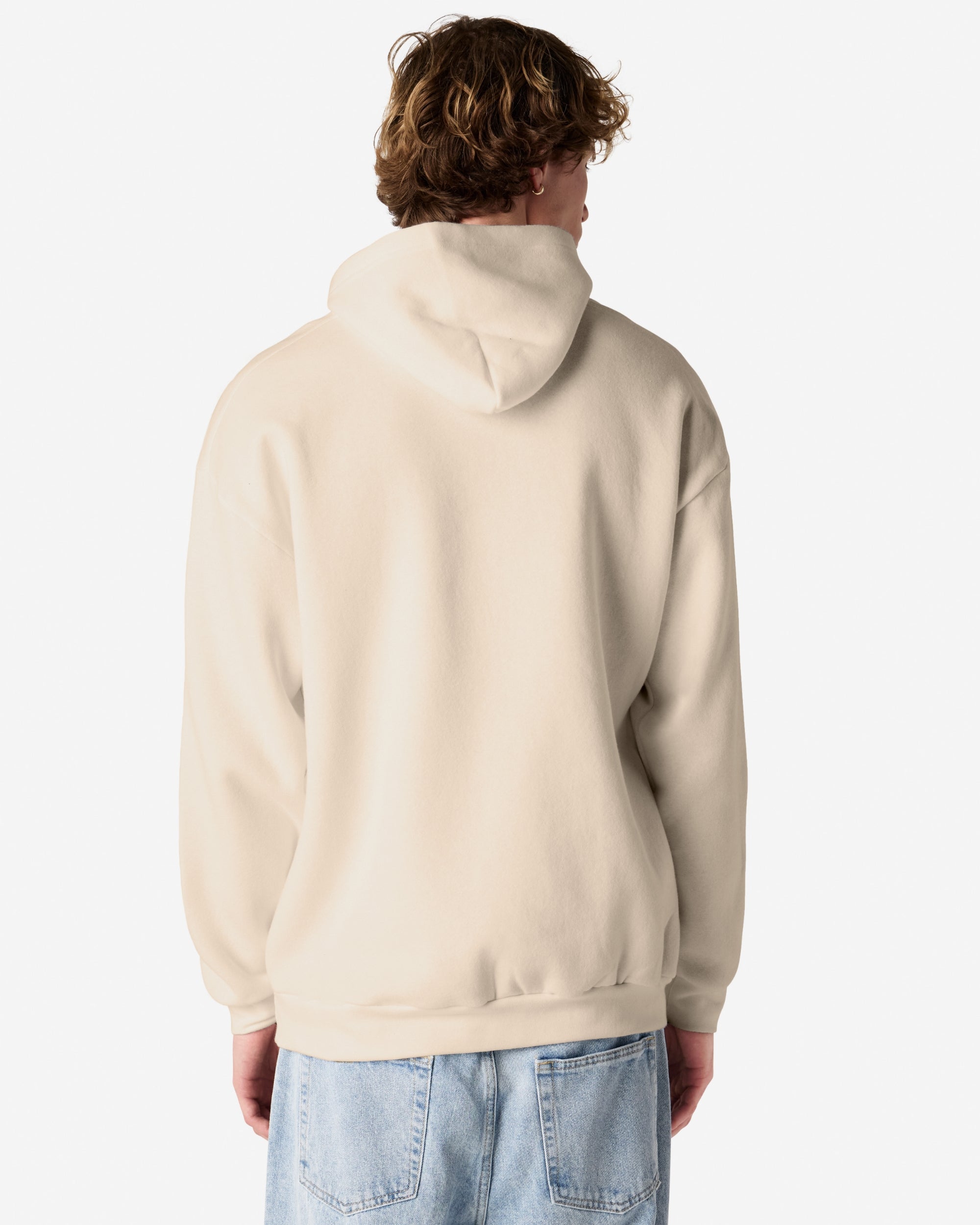 Male model wearing a Reflex Unisex Hooded Sweatshirt (front pose) -bone