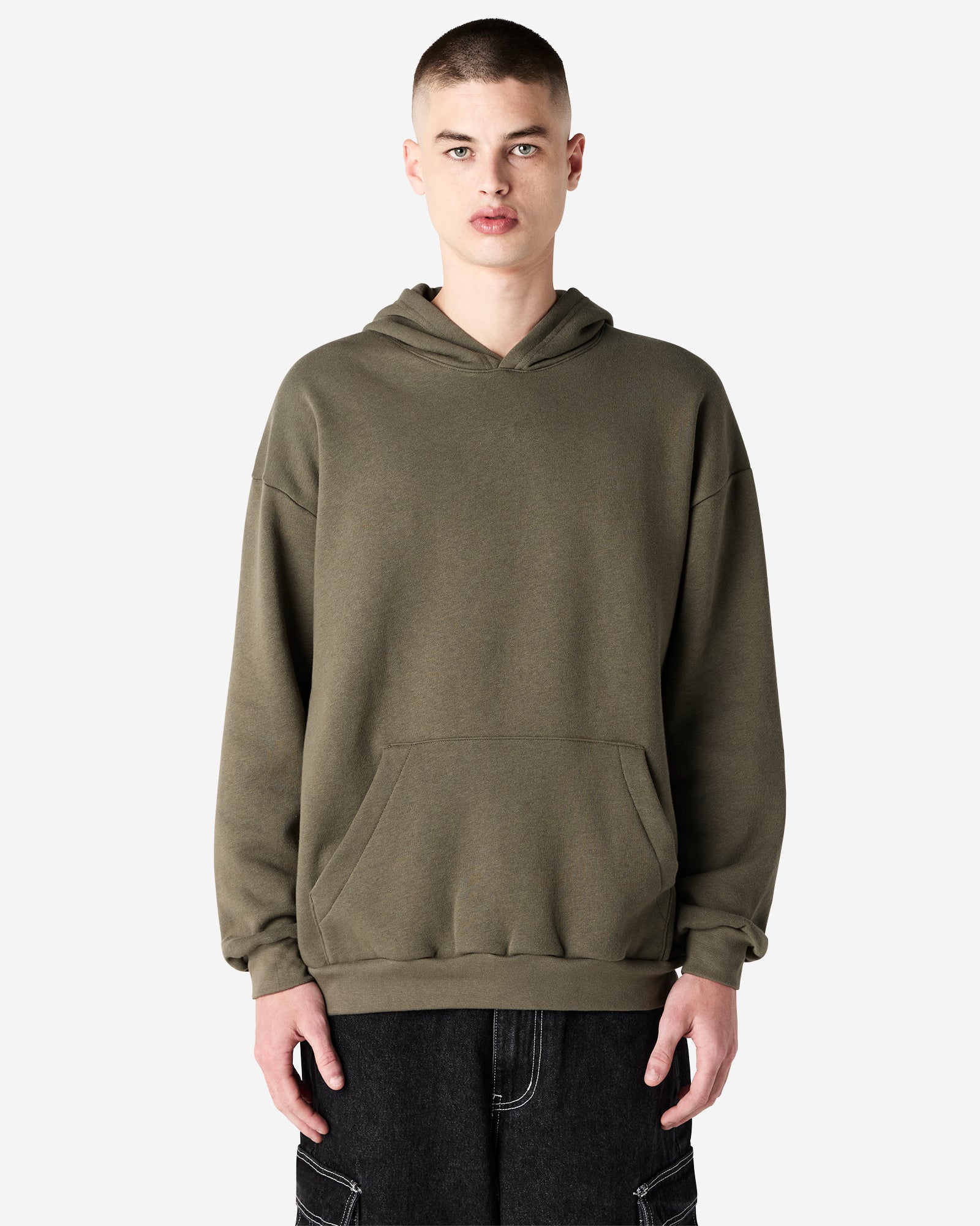 Male model wearing a Reflex Unisex Hooded Sweatshirt (front pose) -lieutenant