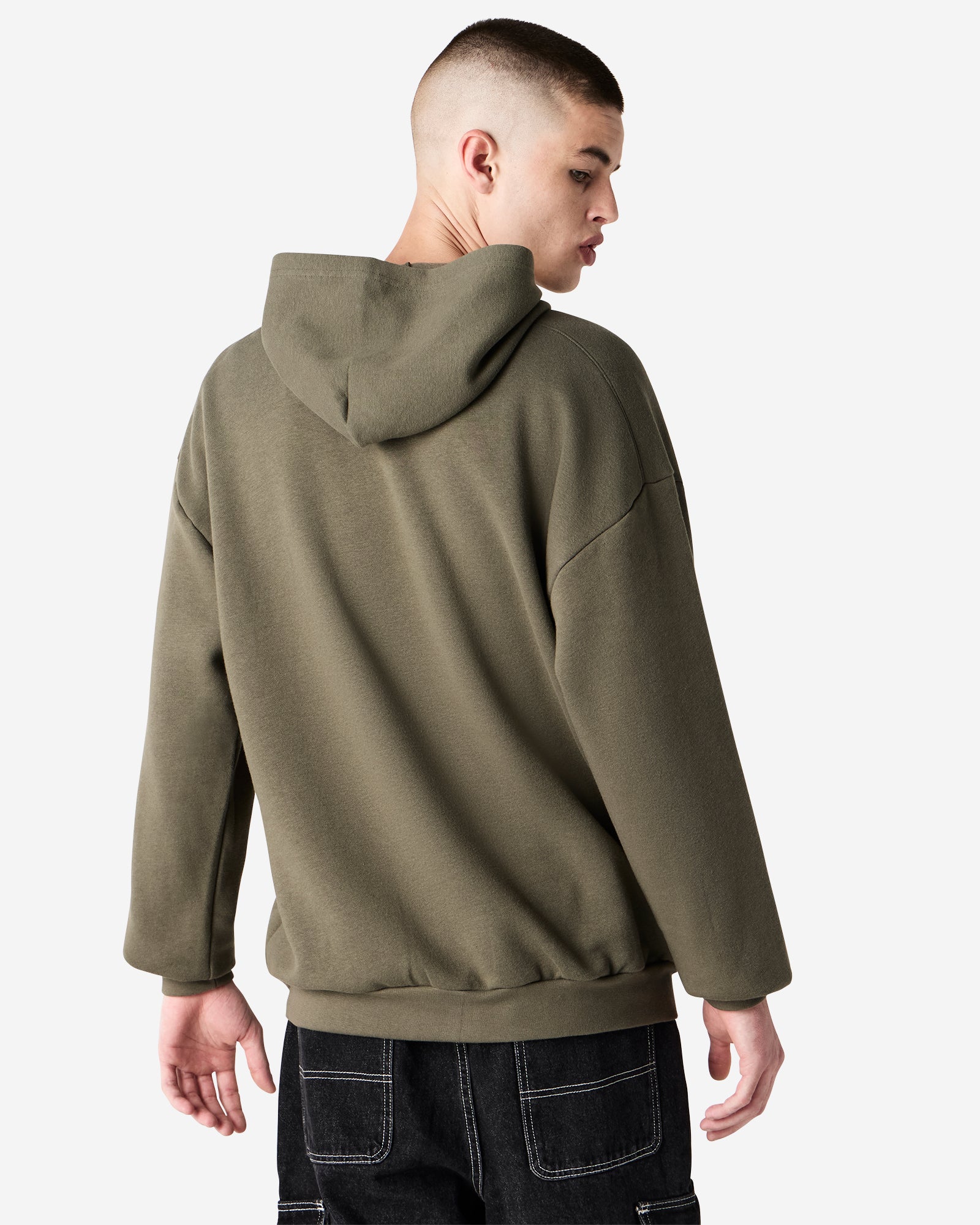 Male model wearing a Reflex Unisex Hooded Sweatshirt (back pose) -lieutenant