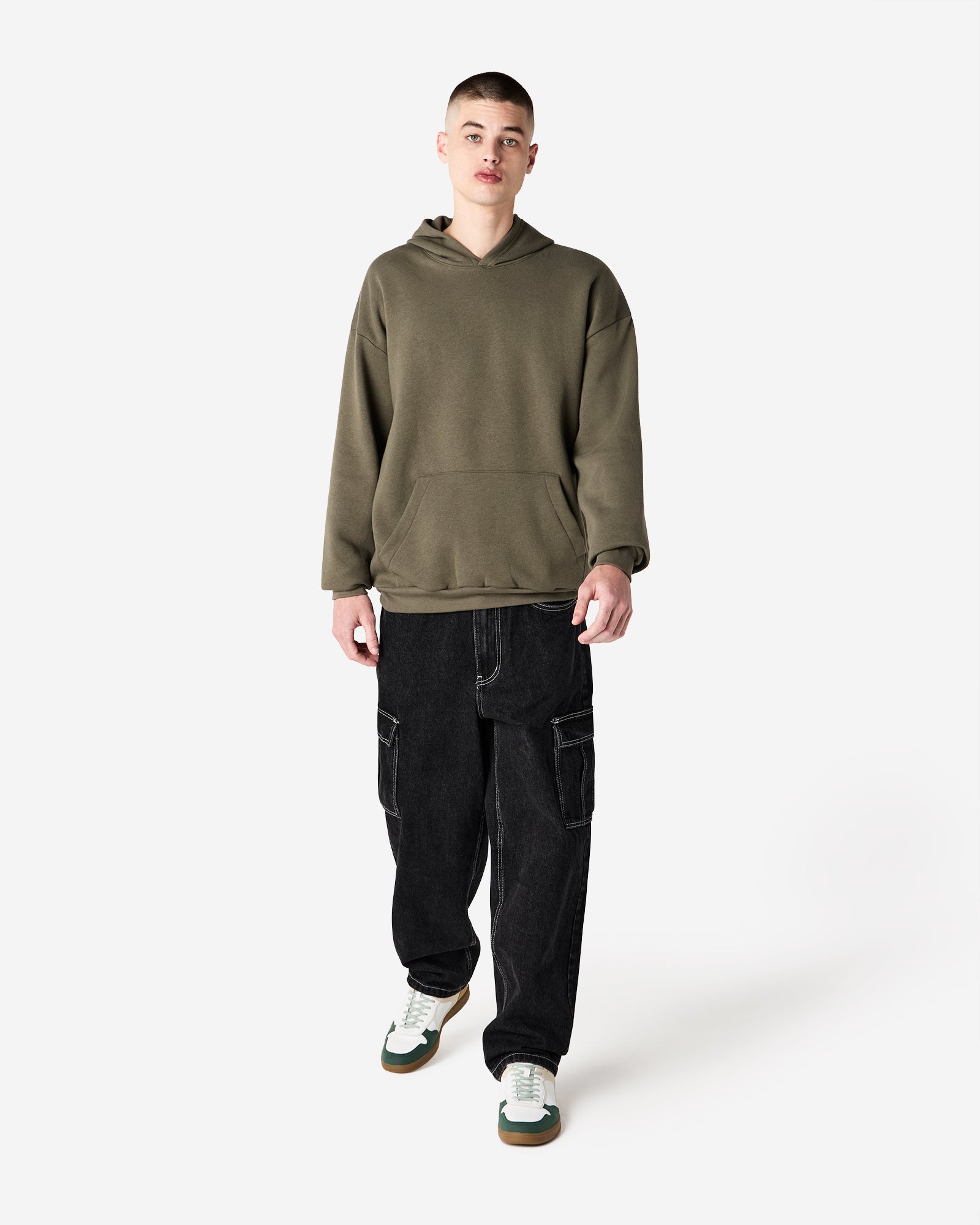 Male model wearing a Reflex Unisex Hooded Sweatshirt (front pose) -lieutenant