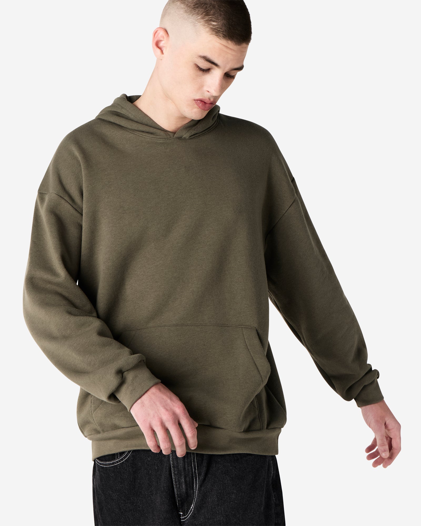 Male model wearing a Reflex Unisex Hooded Sweatshirt (front pose) -lieutenant