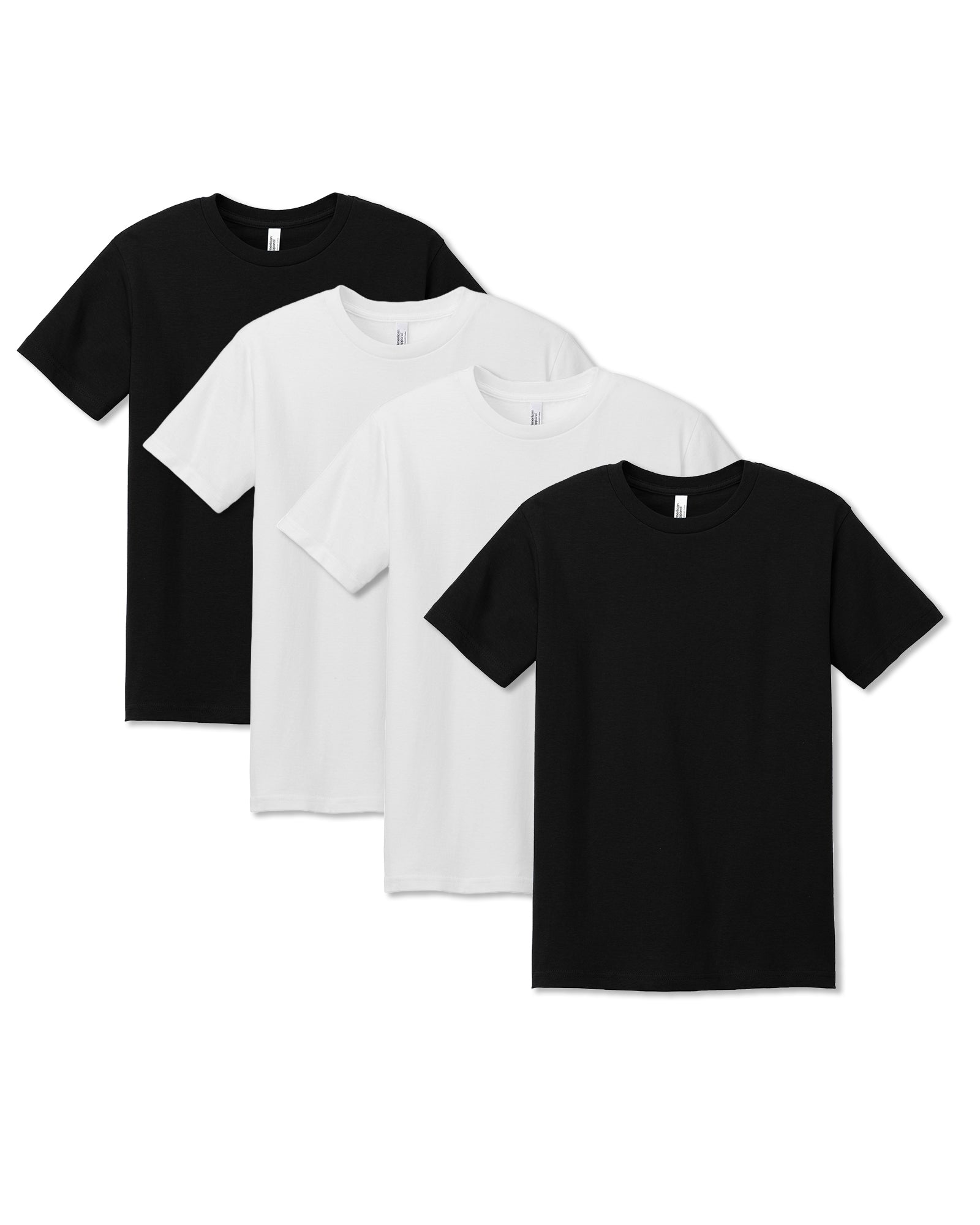 Pack of 4 Heavyweight Unisex T-Shirt Black and White