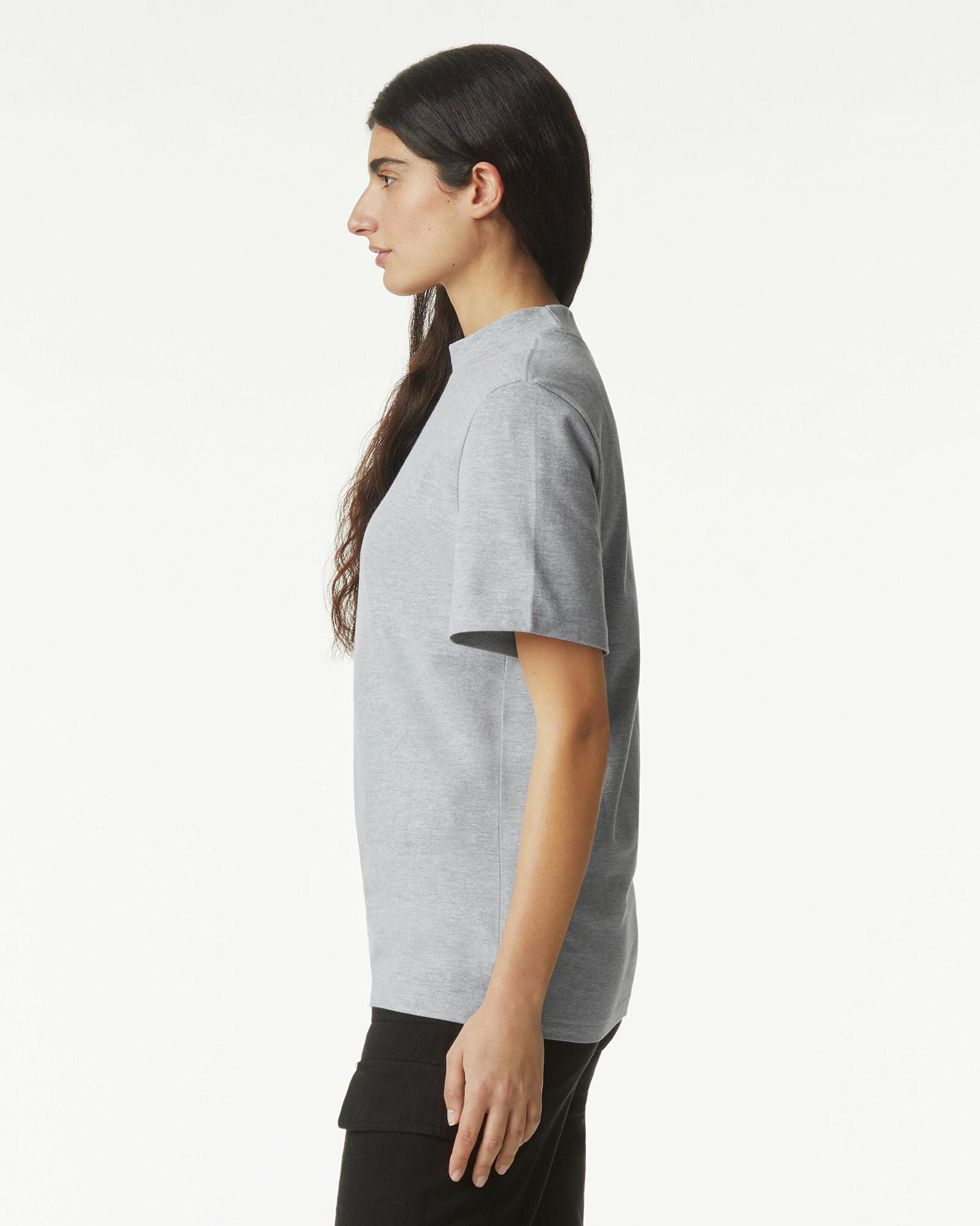 Pique Unisex Mockneck T-shirt - Heather Grey
