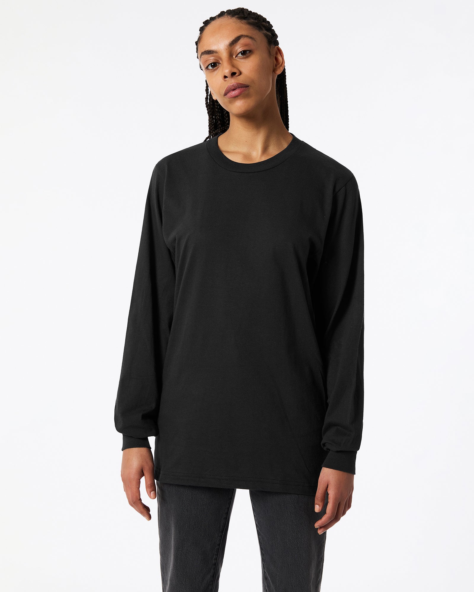 Fine Jersey Unisex Long Sleeve T-shirt - Black