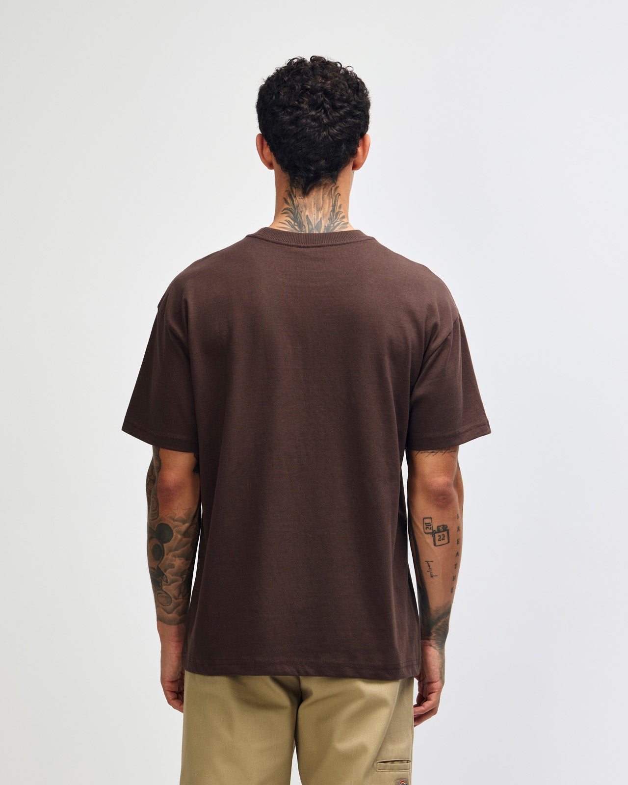Male model wearing an American Apparel 9001 Unisex Oversized Fit Super Heavyweight T-shirt - brown