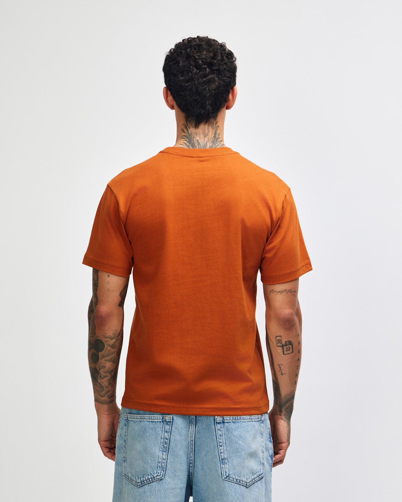 Male model wearing an American Apparel 9001 Unisex Oversized Fit Super Heavyweight T-shirt - Rust