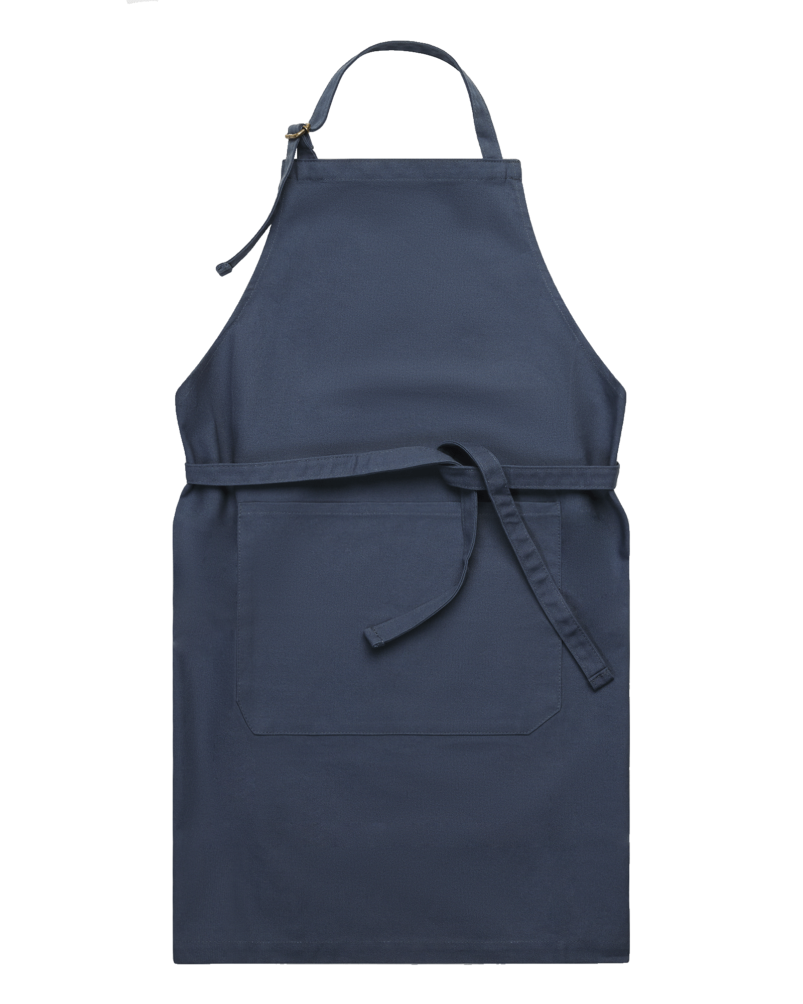 Navy blue apron with a pocket on a white background-denim