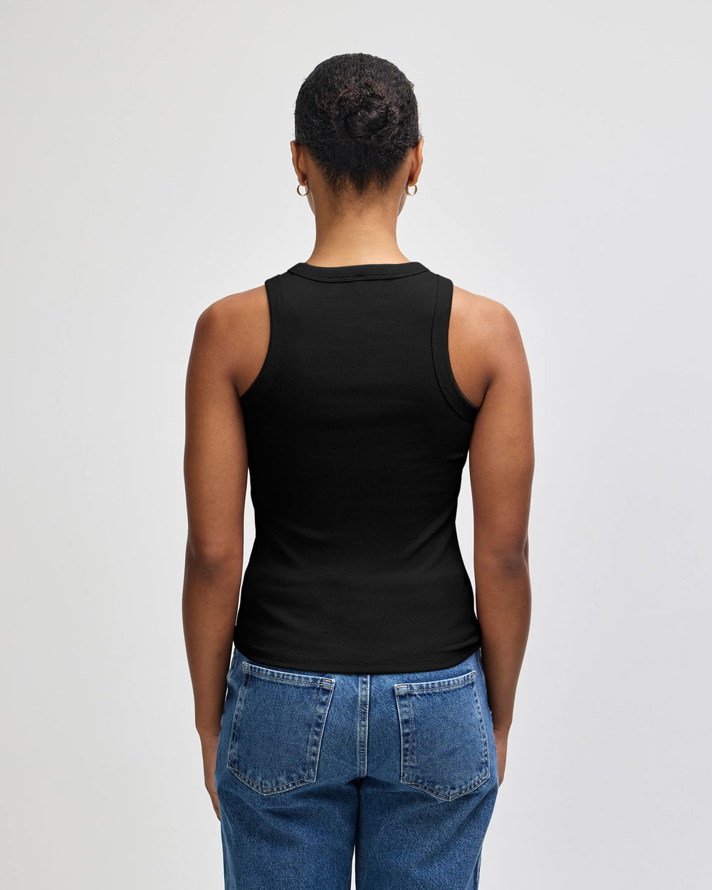next image of Ribbed Tank Top : -black