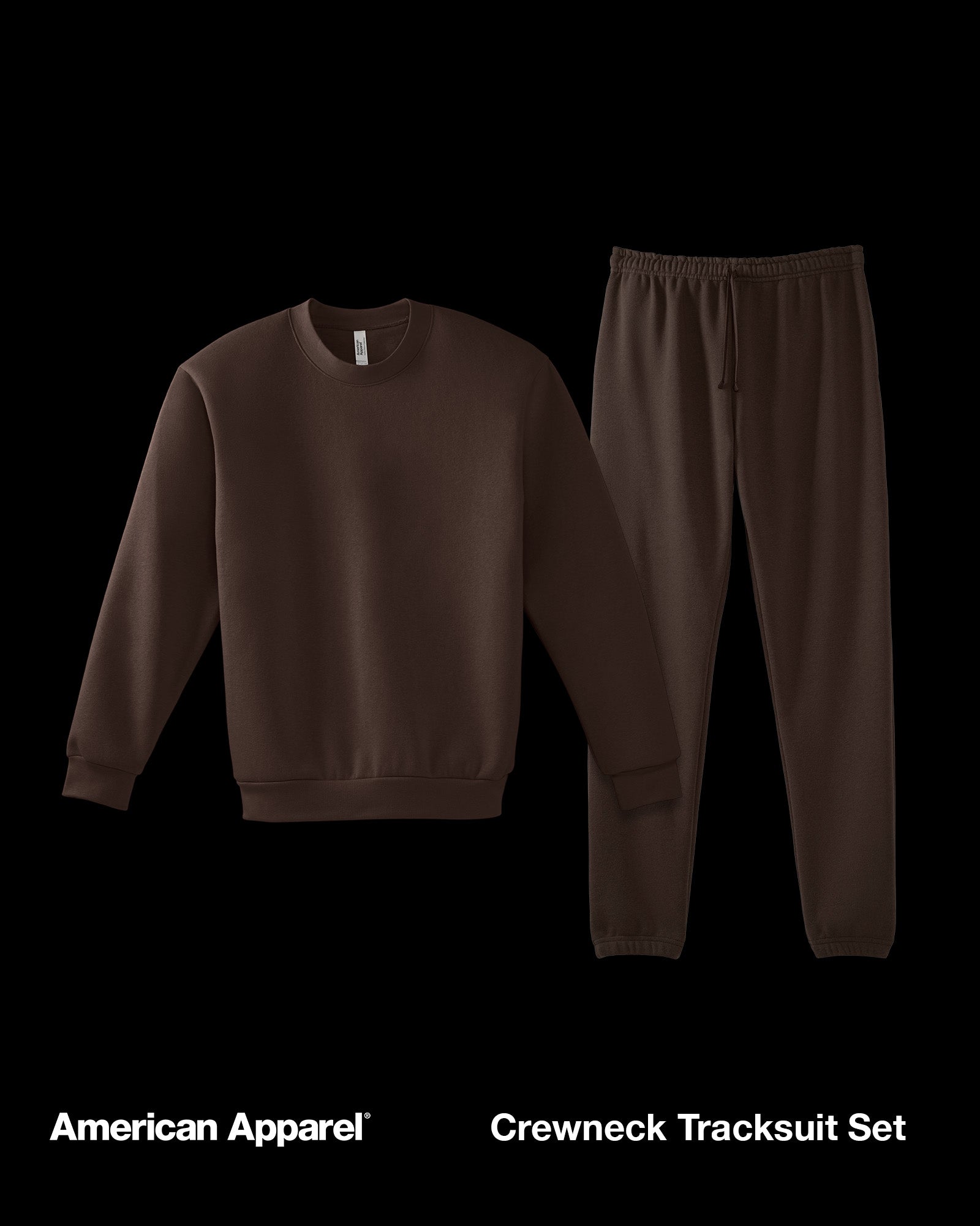 Brown Tracksuit Set Soft Fleece Crewneck Sweatpants AU
