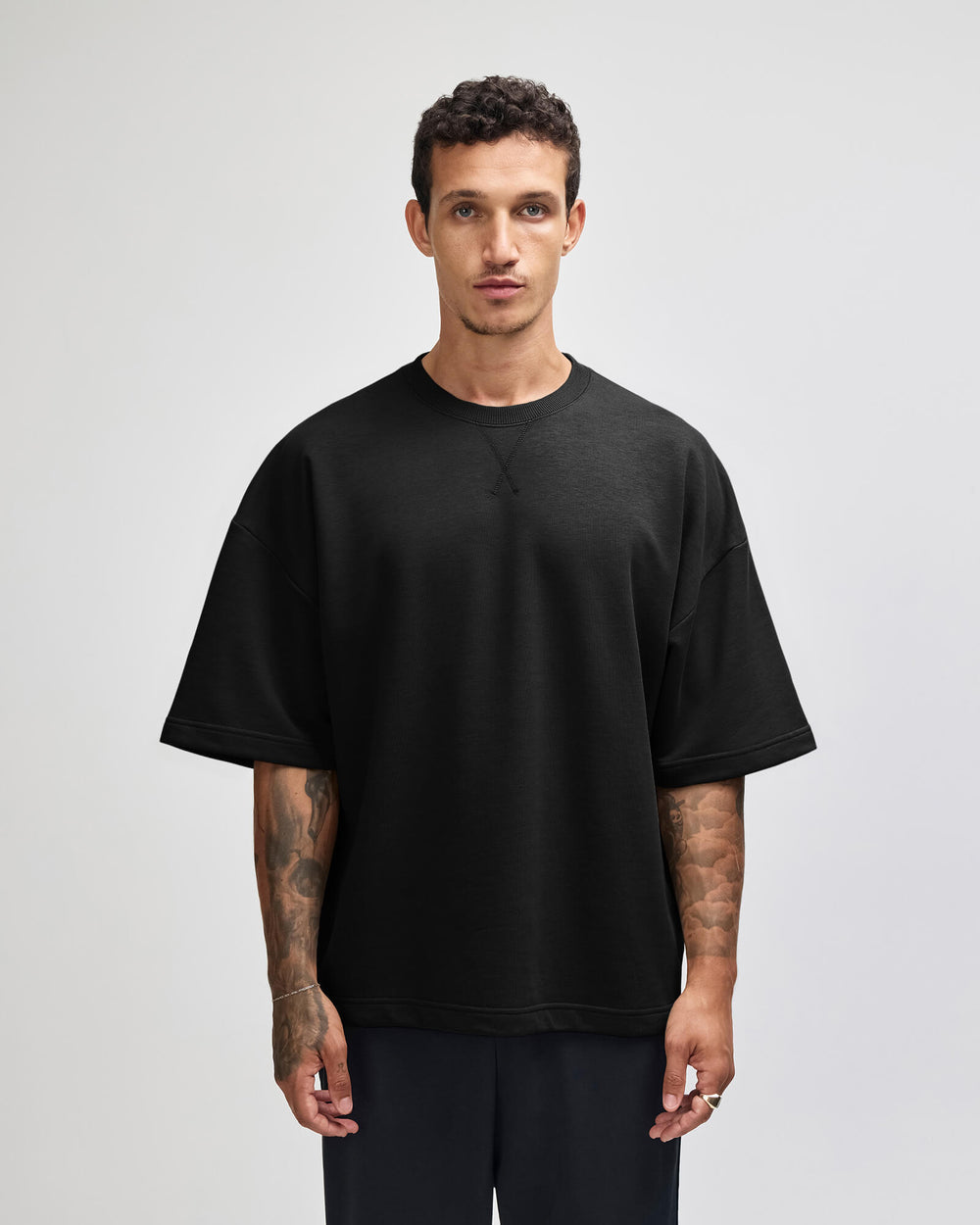 image of Oversized French Terry Boxy T-shirt : '-black