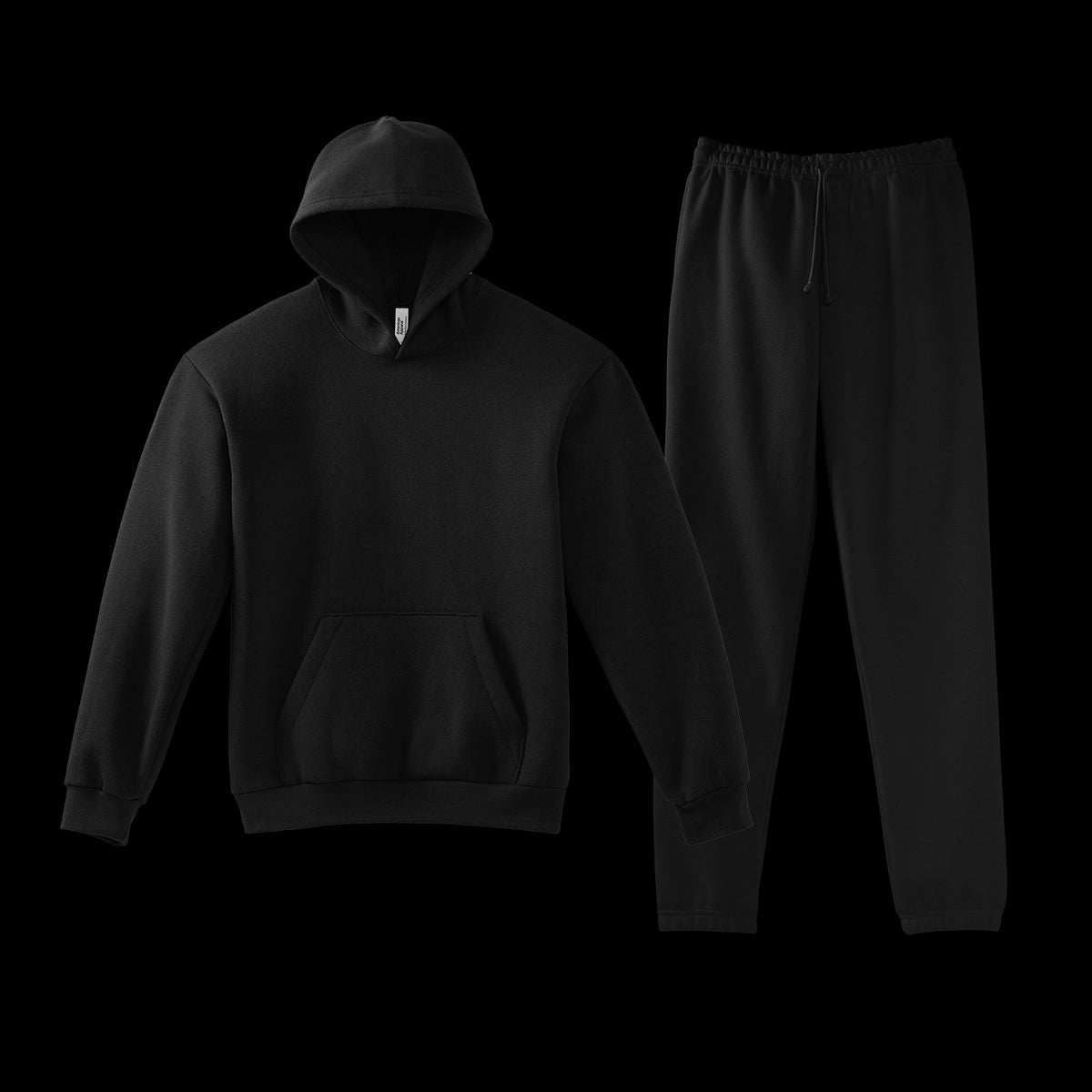 Black Fleece Tracksuit Set Matching Hoodie Sweatpants