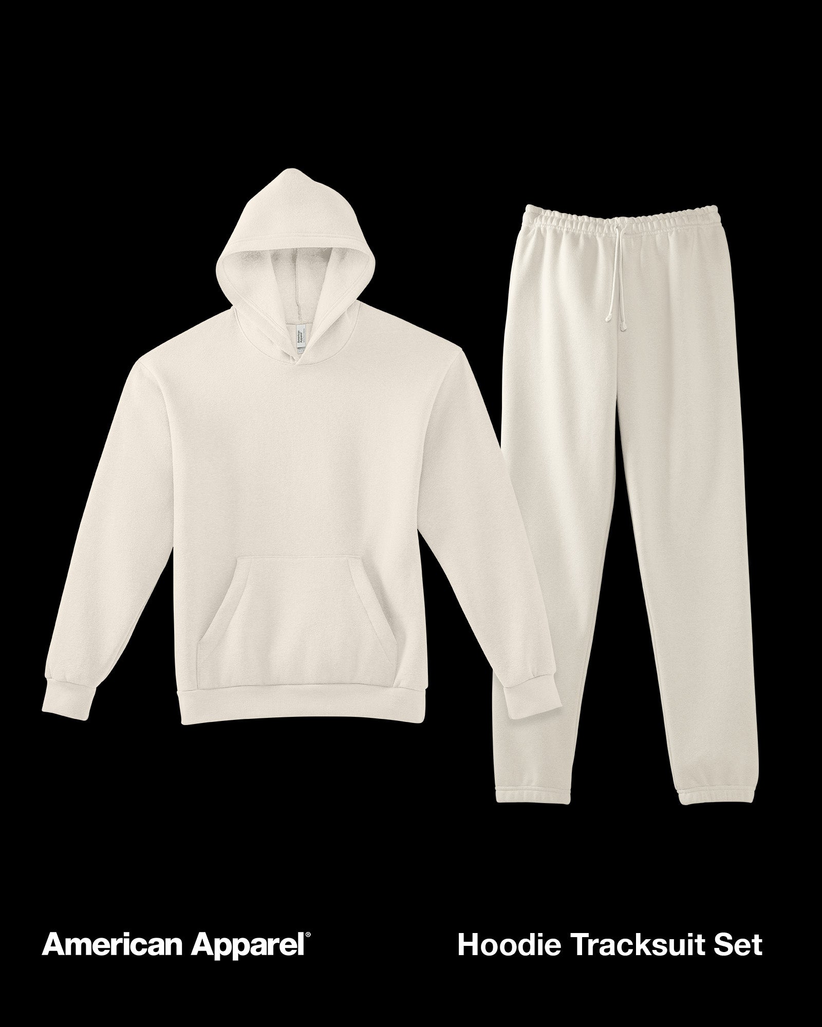 Fleece Tracksuit Set Matching Bone Hoodie Sweatpants Set