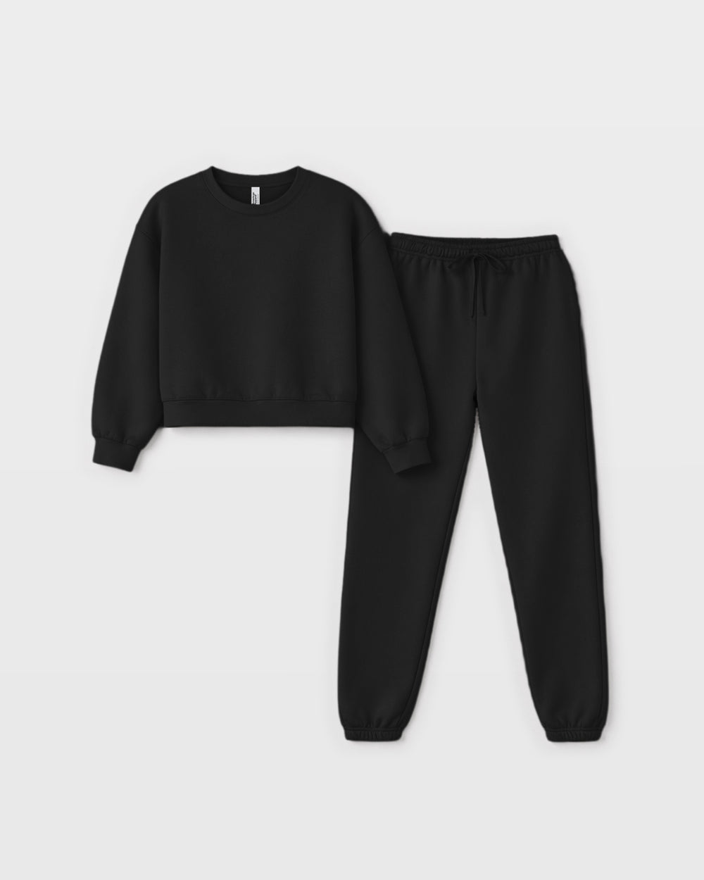 image of Women's Crop Sweatshirt Tracksuit - Black : -black