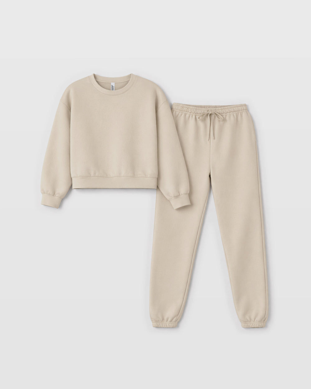 image of Women's Crop Sweatshirt Tracksuit - Bone : -bone