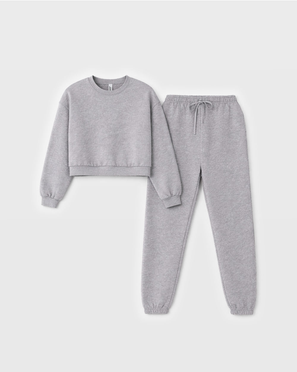 image of Women's Crop Sweatshirt Tracksuit - Heather Grey : -heather grey