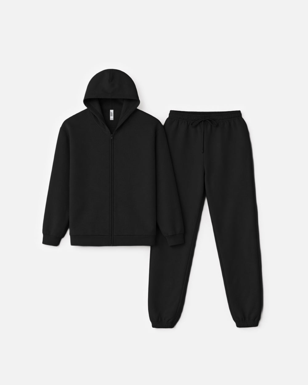 image of Zip-Up Hoodie Tracksuit - Black : -black